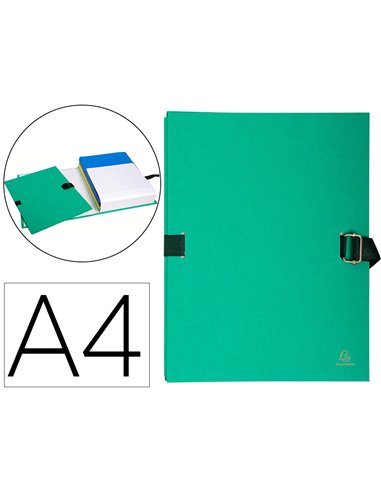 CHEMISE EXACOMPTA RABAT EN PIED CARTON RECOUVERT A4 23X32CM DOS EXTENSIBLE 13CM SANGLE BOUCLE COLORIS VERT CLAIR