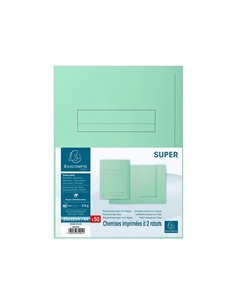 CHEMISE EXACOMPTA SUPER CARTE SEMI RIGIDE 240X320MM 210G IMPRIMÉE 2 RABATS COLORIS VERT CLAIR LOT 50 UNITÉS 2