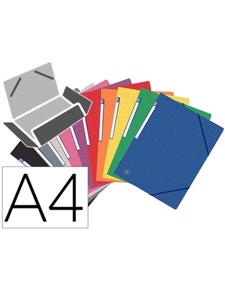 CHEMISE 3 RABATS ELBA TOP FILE CARTE LUSTRÉE 7/10E FORMAT A3 DOS 25MM ÉLASTIQUE COLORIS ASSORTIS