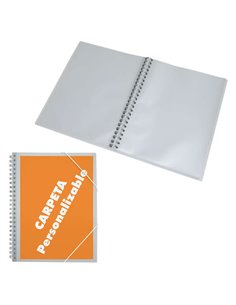 Chemise Dohe A4 avec pochettes - Couverture polypropylène 500 microns - Pochette personnalisable - 30 pochettes transparentes - 