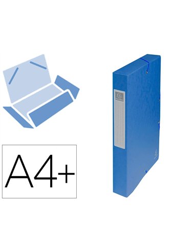 BOÎTE CLASSEMENT EXACOMPTA EXABOX CARTE LUSTRÉE 7/10E A4+ 25X33CM DOS 4CM COLORIS BLEU