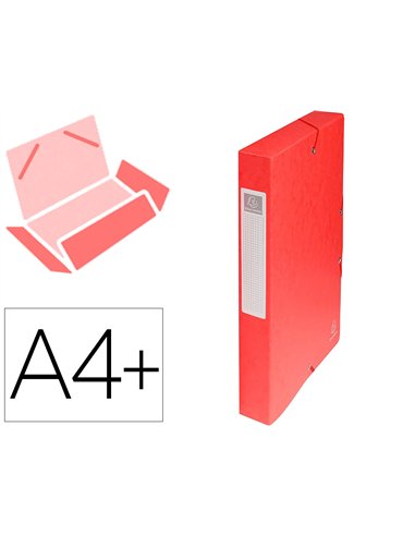 BOÎTE CLASSEMENT EXACOMPTA EXABOX CARTE LUSTRÉE 7/10E A4+ 25X33CM DOS 4CM COLORIS ROUGE