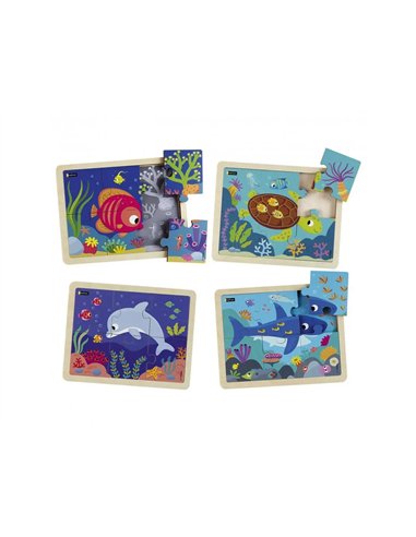 PUZZLES NATHAN LES ANIMAUX DE LA MER LOT DE 4 PUZZLES