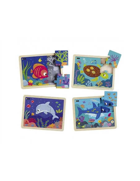 PUZZLES NATHAN LES ANIMAUX DE LA MER LOT DE 4 PUZZLES