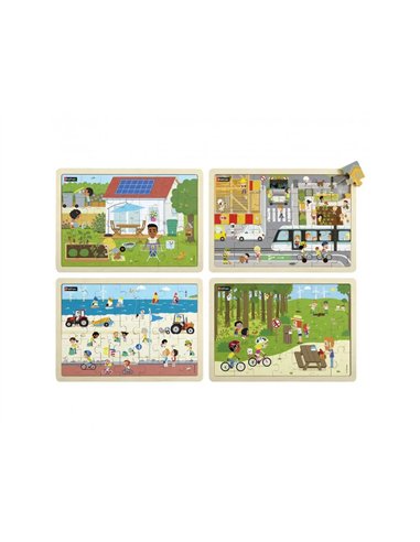 PUZZLES NATHAN ECO-CITOYENS LOT DE 4 PUZZLES