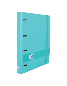 Classeur européen Oxford Live & Go A4+ en polymousse - Dos 45 mm - Anneaux 4D x 35 mm - Recharges 5x5 - Turquoise