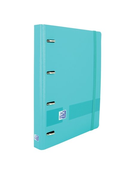 Classeur européen Oxford Live & Go A4+ en polymousse - Dos 45 mm - Anneaux 4D x 35 mm - Recharges 5x5 - Turquoise