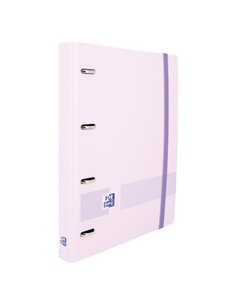 Classeur européen Oxford Live & Go A4+ en polymousse - Dos 45 mm - Anneaux 4D x 35 mm - Recharges 5x5 - Mauve pastel