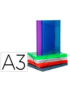 BOITE DE CLASSEMENT COOLBOX A3 DOS 3CM POLYPROPYLENE  PROPYGLASS COLORIS ASSORTIS