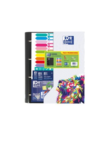 Classeur Oxford Europeanbinder Oxfcla A4+ - Format A4+ - Design scolaire - Intercalaires inclus - Couleurs assorties