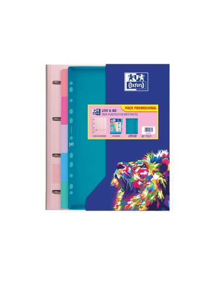 Classeur Oxford Live & Go Europeanbinder A4+ avec recharge quadrillée 5x5 + intercalaires + enveloppe multi-perforée - Idéal pou