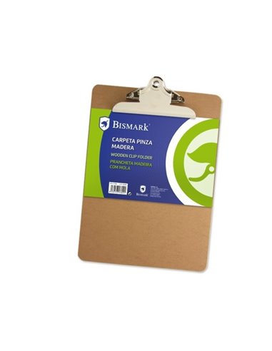 Presse-papiers Bismark avec base en bois et pince en métal - Format A5