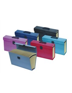 VALISETTE TRIEUR OXFORD CARTONCOMPACT 390X255X110MM 16 COMP ARTIMENTS KRAFT ÉCRU DOCUMENTS 240X320MM COLORIS ASSORTIS