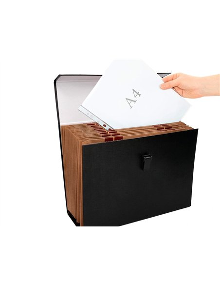 VALISETTE TRIEUR LIDERPAPEL À SOUFFLET 19 COMPARTIMENTS 25.5X390X120MM