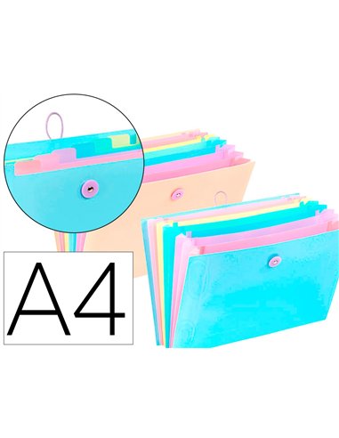 TRIEUR VIQUEL RAINBOW PASTEL 8 COMPARTIMENTS POLYPROPYLENE A4 35X24,5CM COLORIS BLEU NUDE