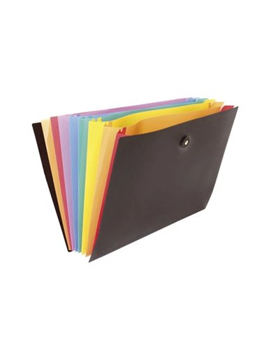 TRIEUR VIQUEL RAINBOW CLASS PP 8/10E 350X245MM 8 POSITIONS EXTENSIBLE FERMETURE BOUTON RIVETÉ ÉLASTIQUE COLORIS NOIR