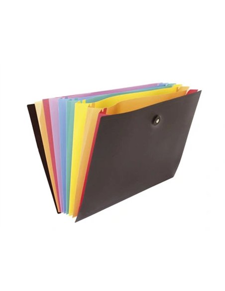 TRIEUR VIQUEL RAINBOW CLASS PP 8/10E 350X245MM 8 POSITIONS EXTENSIBLE FERMETURE BOUTON RIVETÉ ÉLASTIQUE COLORIS NOIR