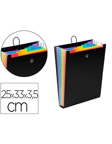 TRIEUR VIQUEL RAINBOW CLASS POLYPROPYLENE 7/10E 250X330MM VERTICAL A SOUFFLET 6 POSITIONS FERMETURE ELASTIQUE