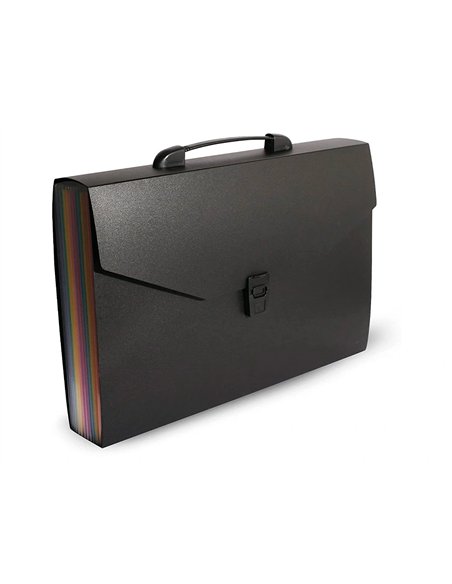 TRIEUR VALISETTE RAINBOW CLASS 12 COMPARTIMENTS  POLYPROPYLENE A4 38X26X6CM  COLORIS NOIR