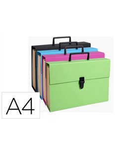 TRIEUR VALISETTE EXACOMPTA 20 COMPARTIMENTS CARTON A4 COUVERTURE PAPIER AVEC  POIGNEE COLORIS ASSORTIS