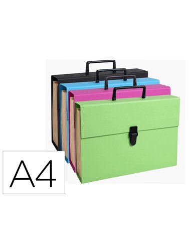 TRIEUR VALISETTE EXACOMPTA 20 COMPARTIMENTS CARTON A4 COUVERTURE PAPIER AVEC  POIGNEE COLORIS ASSORTIS