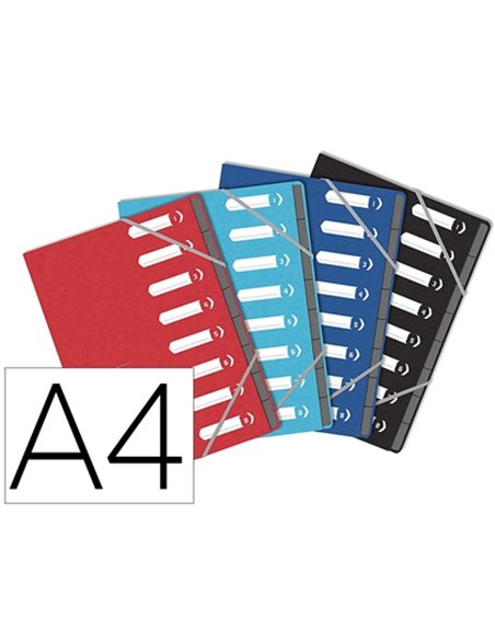 TRIEUR OXFORD TOP FILE+ AGRAFE CARTE MULTISTRAT A4 8  POSITIONS NUMERIQUES FERMETUREELASTIQUE 4 COLORIS ASSORTIS