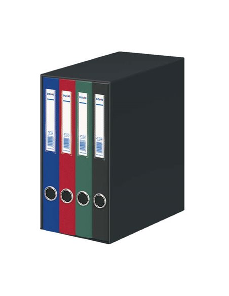 Classeur Dohe Oficolor 4 dossiers avec Rado - Dos étroit - Format Folio - Carton ligné - Couleurs assorties