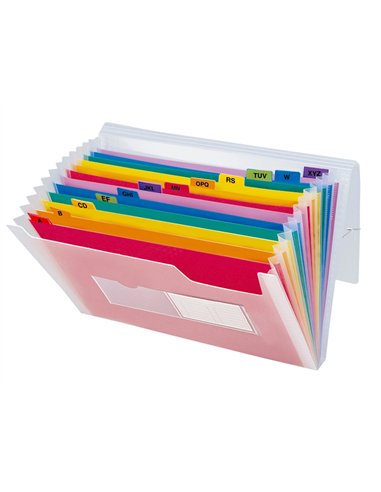 TRIEUR LIDERPAPEL SÉRIE SPECTRAFILE PP 700 MICRONS A4 210X297MM 13 COMPARTIMENTS COULEUR COLORIS FROSTY TRANSPARENT