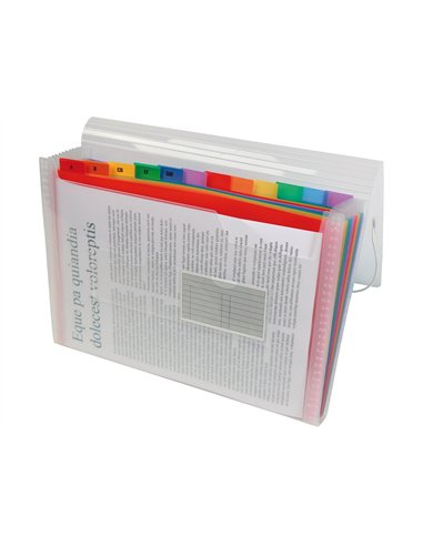 TRIEUR LIDERPAPEL SÉRIE SPECTRAFILE PP 700 MICRONS A4 210X297MM 13 COMPARTIMENTS COULEUR COLORIS FROSTY TRANSPARENT
