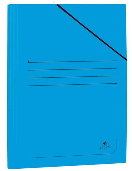 Chemise Folio Mariola en carton plastifié 500 g/m² - Dimensions 34 x 25 cm - Fermeture élastique - Couleur bleue