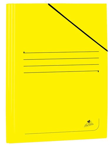 Chemise Folio Mariola en carton plastifié 500 g/m² - Dimensions 34 x 25 cm - Fermeture élastique - Couleur jaune