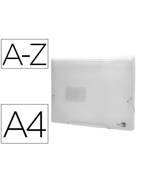 TRIEUR LIDERPAPEL POLYPROPYLÈNE A4 210X297MM 700 MICRONS 13 COMPARTIMENTS FERMETURE ÉLASTIQUE TRANSPARENT