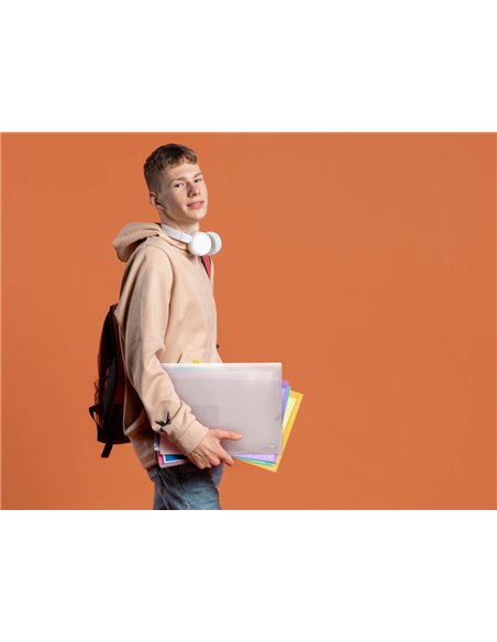 TRIEUR LIDERPAPEL POLYPROPYLÈNE A4 210X297MM 700 MICRONS 13 COMPARTIMENTS FERMETURE ÉLASTIQUE TRANSPARENT