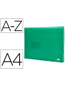 TRIEUR LIDERPAPEL POLYPROPYLÈNE A4 210X297MM 700 MICRONS 13 COMPARTIMENTS FERMETURE ÉLASTIQUE TRANSLUCIDE COLORIS VERT