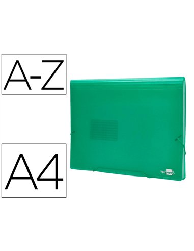 TRIEUR LIDERPAPEL POLYPROPYLÈNE A4 210X297MM 700 MICRONS 13 COMPARTIMENTS FERMETURE ÉLASTIQUE TRANSLUCIDE COLORIS VERT