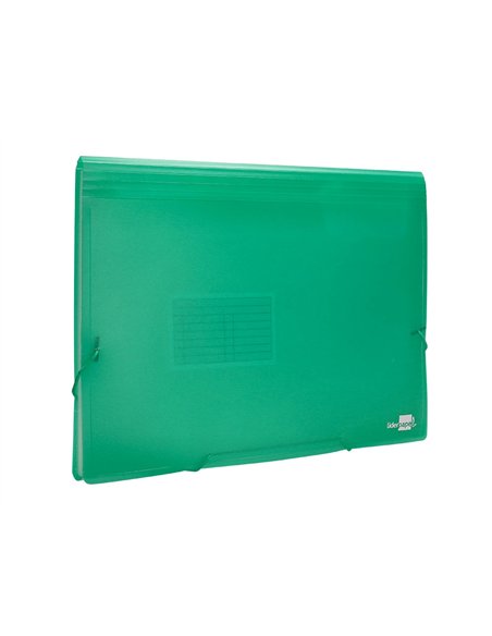 TRIEUR LIDERPAPEL POLYPROPYLÈNE A4 210X297MM 700 MICRONS 13 COMPARTIMENTS FERMETURE ÉLASTIQUE TRANSLUCIDE COLORIS VERT