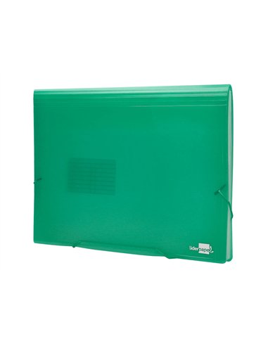 TRIEUR LIDERPAPEL POLYPROPYLÈNE A4 210X297MM 700 MICRONS 13 COMPARTIMENTS FERMETURE ÉLASTIQUE TRANSLUCIDE COLORIS VERT