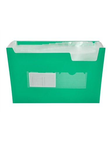 TRIEUR LIDERPAPEL POLYPROPYLÈNE A4 210X297MM 700 MICRONS 13 COMPARTIMENTS FERMETURE ÉLASTIQUE TRANSLUCIDE COLORIS VERT