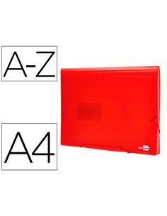 TRIEUR LIDERPAPEL POLYPROPYLÈNE A4 210X297MM 700 MICRONS 13 COMPARTIMENTS FERMETURE ÉLASTIQUE TRANSLUCIDE COLORIS ROUGE
