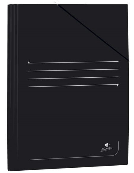 Chemise Folio Mariola en carton plastifié 500 g/m² - Dimensions 34 x 25 cm - Fermeture élastique - Noir