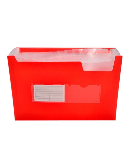 TRIEUR LIDERPAPEL POLYPROPYLÈNE A4 210X297MM 700 MICRONS 13 COMPARTIMENTS FERMETURE ÉLASTIQUE TRANSLUCIDE COLORIS ROUGE