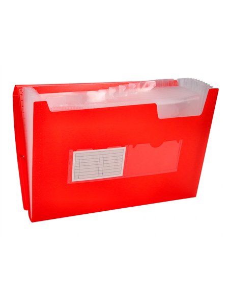 TRIEUR LIDERPAPEL POLYPROPYLÈNE A4 210X297MM 700 MICRONS 13 COMPARTIMENTS FERMETURE ÉLASTIQUE TRANSLUCIDE COLORIS ROUGE