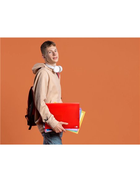 TRIEUR LIDERPAPEL POLYPROPYLÈNE A4 210X297MM 700 MICRONS 13 COMPARTIMENTS FERMETURE ÉLASTIQUE TRANSLUCIDE COLORIS ROUGE