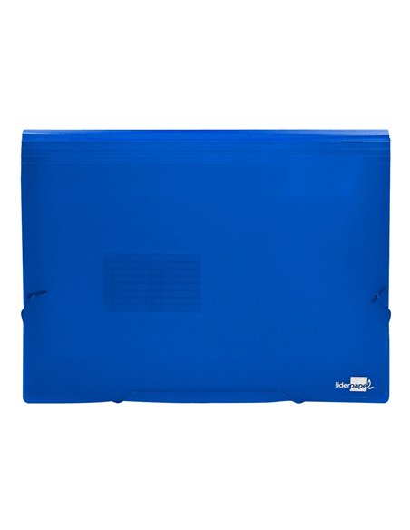 TRIEUR LIDERPAPEL POLYPROPYLÈNE A4 210X297MM 700 MICRONS 13 COMPARTIMENTS FERMETURE ÉLASTIQUE TRANSLUCIDE COLORIS BLEU