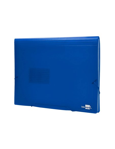 TRIEUR LIDERPAPEL POLYPROPYLÈNE A4 210X297MM 700 MICRONS 13 COMPARTIMENTS FERMETURE ÉLASTIQUE TRANSLUCIDE COLORIS BLEU