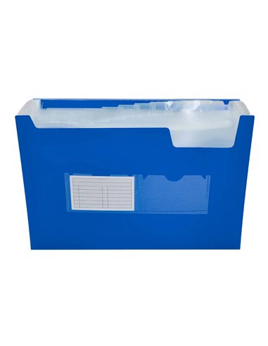 TRIEUR LIDERPAPEL POLYPROPYLÈNE A4 210X297MM 700 MICRONS 13 COMPARTIMENTS FERMETURE ÉLASTIQUE TRANSLUCIDE COLORIS BLEU