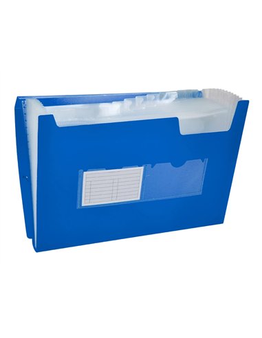 TRIEUR LIDERPAPEL POLYPROPYLÈNE A4 210X297MM 700 MICRONS 13 COMPARTIMENTS FERMETURE ÉLASTIQUE TRANSLUCIDE COLORIS BLEU