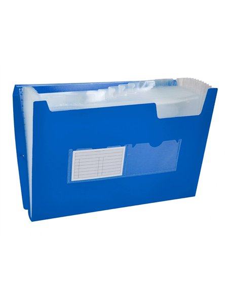 TRIEUR LIDERPAPEL POLYPROPYLÈNE A4 210X297MM 700 MICRONS 13 COMPARTIMENTS FERMETURE ÉLASTIQUE TRANSLUCIDE COLORIS BLEU
