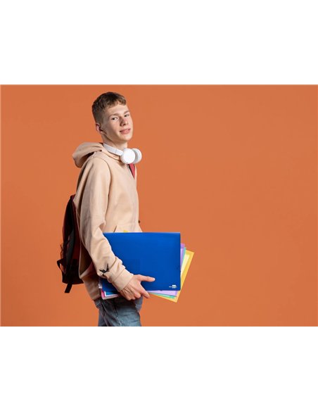 TRIEUR LIDERPAPEL POLYPROPYLÈNE A4 210X297MM 700 MICRONS 13 COMPARTIMENTS FERMETURE ÉLASTIQUE TRANSLUCIDE COLORIS BLEU