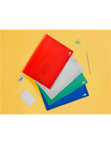 TRIEUR LIDERPAPEL POLYPROPYLÈNE A4 210X297MM 700 MICRONS 13 COMPARTIMENTS FERMETURE ÉLASTIQUE TRANSLUCIDE COLORIS BLEU